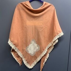 Vintage artisan made challis triangular scarf/shawl